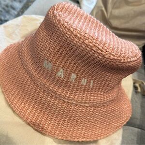 Marni Blush Pink Woven Bucket Hat